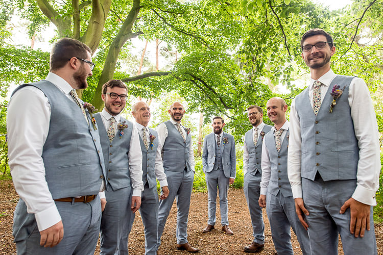 Groom Groomsmen Grey Waistcoats Floral Tie Suits Mismatched Colourful Wildflower Meadow Wedding Hush Venues Norfolk http://lighteningphotography.co.uk/