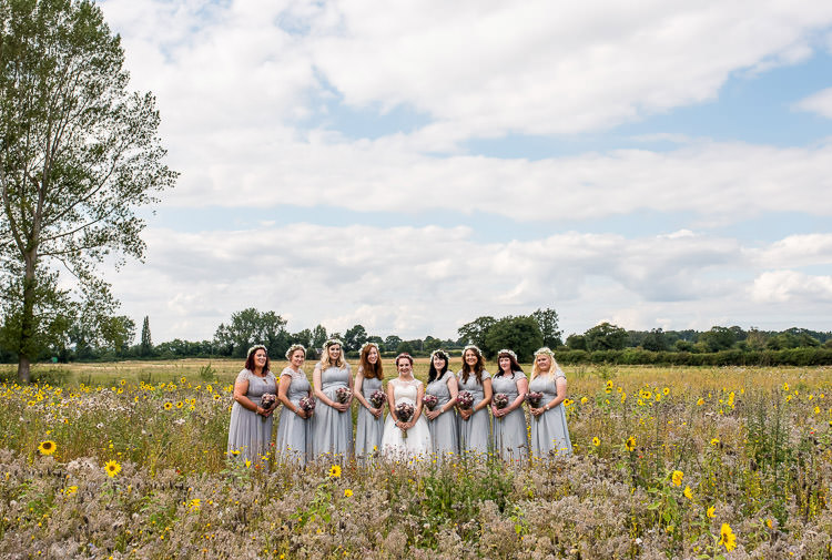 Long Grey Maxi Dresses Bridesmaids Mismatched Colourful Wildflower Meadow Wedding Hush Venues Norfolk http://lighteningphotography.co.uk/