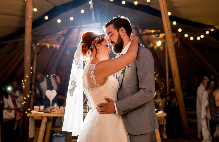 First Dance Short Lace Veil Bride Mismatched Colourful Wildflower Meadow Wedding Hush Venues Norfolk http://lighteningphotography.co.uk/