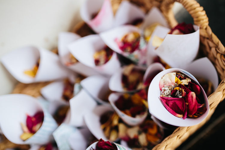 Real Dried Petals Confetti Basket Cone Relaxed Natural Local Country Marquee Wedding http://francescahillphotography.com/
