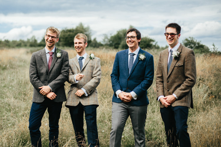 Mismatched Groomsmen Tweed Jacket Chinos Relaxed Natural Local Country Marquee Wedding http://francescahillphotography.com/