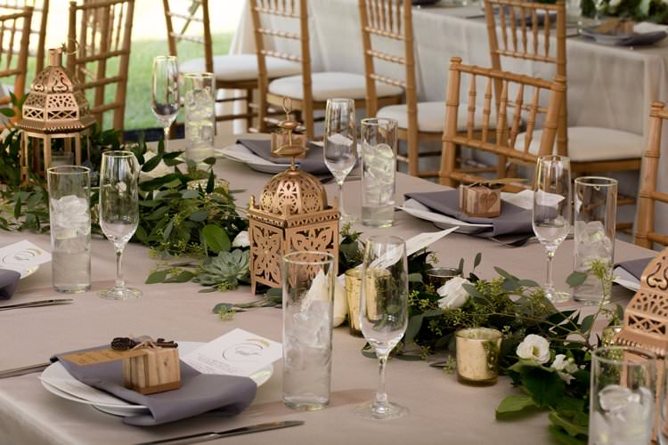 Outdoor Field Rustic Marquee Tipi Tent Wood Greenery Lanterns White Florals Gold | Black Tie Carnival Wedding Hot Air Balloon http://www.makingthemoment.com/