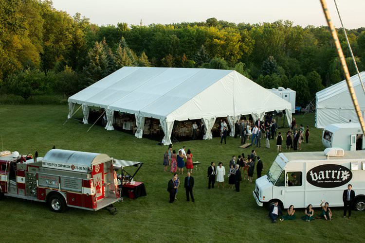 Outdoor Summer Field Rustic Marquee Tipi Tent Street Food Trucks | Black Tie Carnival Wedding Hot Air Balloon http://www.makingthemoment.com/