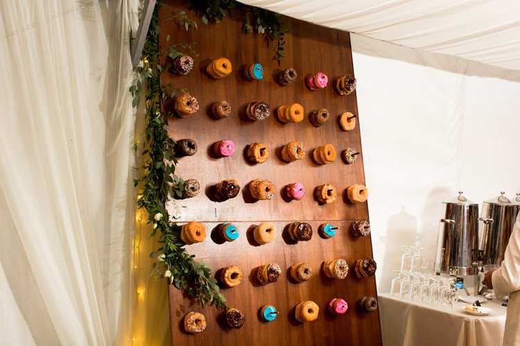 Outdoor Summer Field Rustic Marquee Tipi Tent Donut Wall | Black Tie Carnival Wedding Hot Air Balloon http://www.makingthemoment.com/