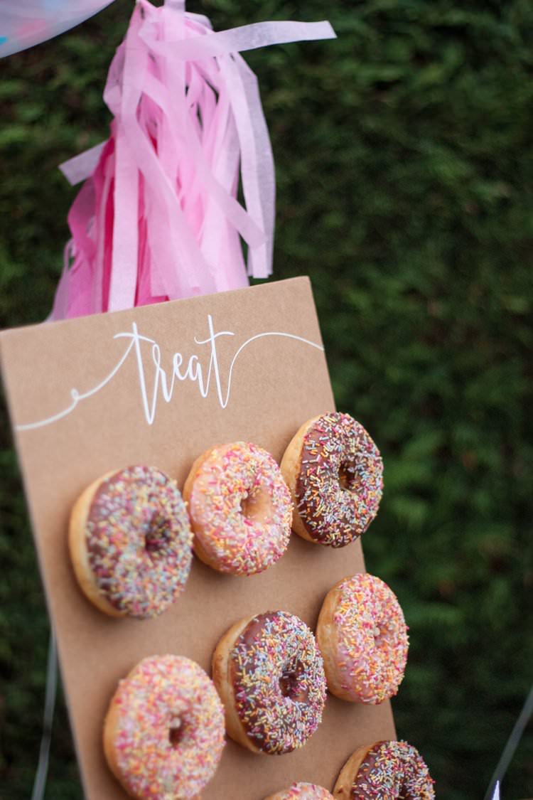 DIY Wedding Dessert Table Tutorial Cake Donut Wall