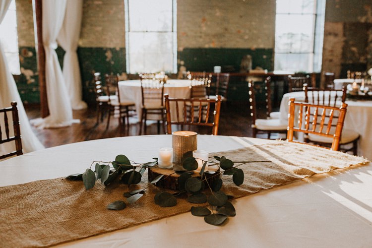 City Urban Georgia Engine Room Exposed Bricks Rustic Hessian Runner Eucalyptus Candle Centrepiece | Bohemian Industrial Oxblood Wedding https://www.lunaleephotos.com/