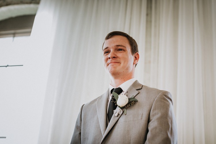 City Urban Georgia Engine Room Exposed Bricks Ceremony Aisle Groom | Bohemian Industrial Oxblood Wedding https://www.lunaleephotos.com/