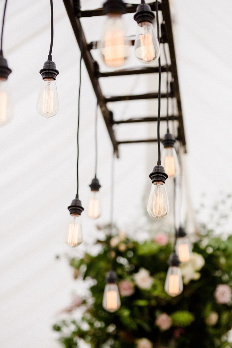 Festoon Vintage Lighting Ladder Marquee Autumn Countryside Family Farm Wedding Dorset http://www.lydiastampsphotography.com/