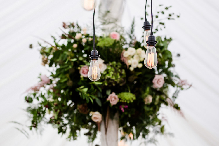 Vintage Lighting Festoon Floral Greenery Marquee Autumn Countryside Family Farm Wedding Dorset http://www.lydiastampsphotography.com/