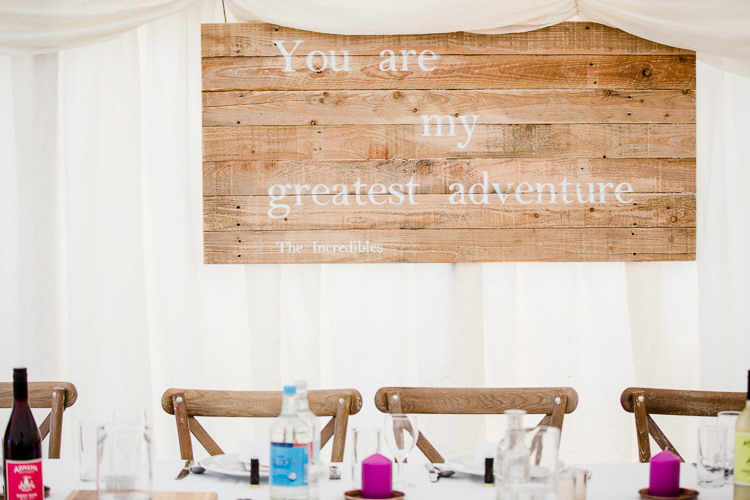 Pallet Sign You Are My Greatest Adventure Top Table Wooden Chairs Rustic Autumn Countryside Family Farm Wedding Dorset http://www.lydiastampsphotography.com/