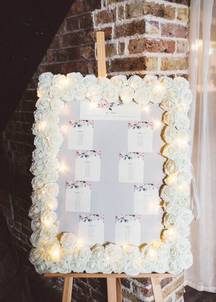 Table Plan Seating Chart White Cream Rose Easel Stationery Cool Stylish Windy Coastal Wedding East Quay Lobster Shack Whitstable http://holliecarlinphotography.com/