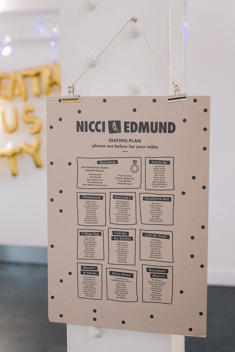 Polka Dot Illustrated Clip Seating Plan Table Chart Brown Paper Colourful Indie London City Wedding Clissold House West Reservoir Centre https://www.murrayclarke.co.uk/
