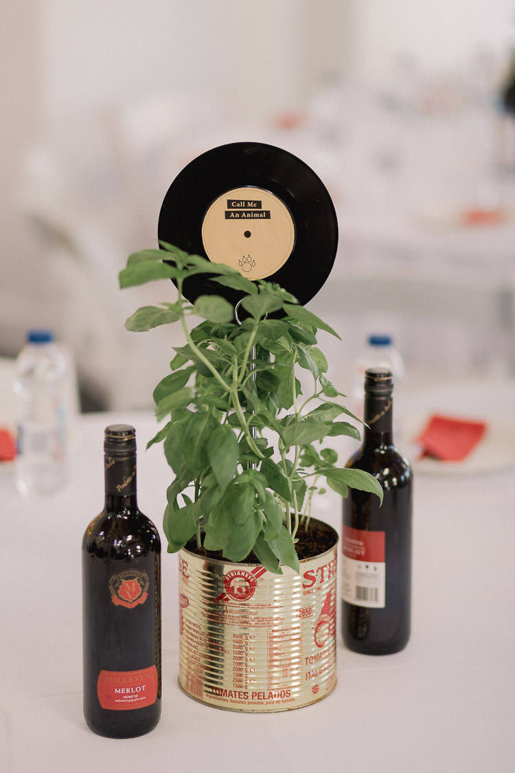Basil Tin Pot Centrepiece Record Table Name Colourful Indie London City Wedding Clissold House West Reservoir Centre https://www.murrayclarke.co.uk/