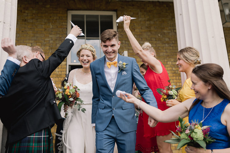 Confetti Throw Colourful Indie London City Wedding Clissold House West Reservoir Centre https://www.murrayclarke.co.uk/