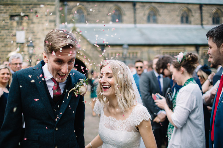 Confetti Throw Brass Copper Music Filled Barn Wedding East Riddlesden Hall Yorkshire https://www.joestenson.co.uk/