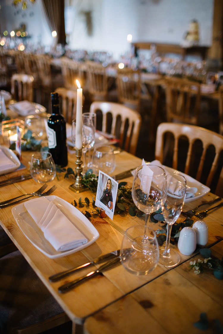 Greenery Table Swag Garland Candle Sticks Brass Copper Music Filled Barn Wedding East Riddlesden Hall Yorkshire https://www.joestenson.co.uk/