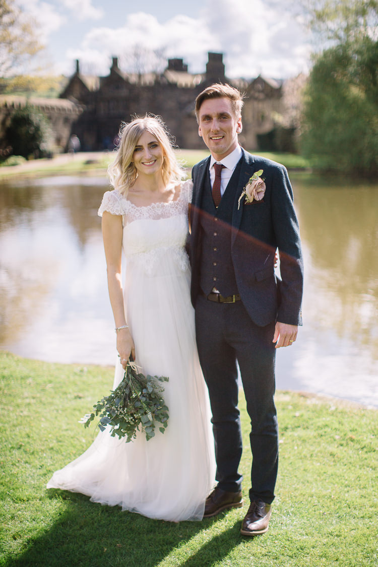 Groom Navy Suit Tan Shoes Red Tie Brass Copper Music Filled Barn Wedding East Riddlesden Hall Yorkshire https://www.joestenson.co.uk/