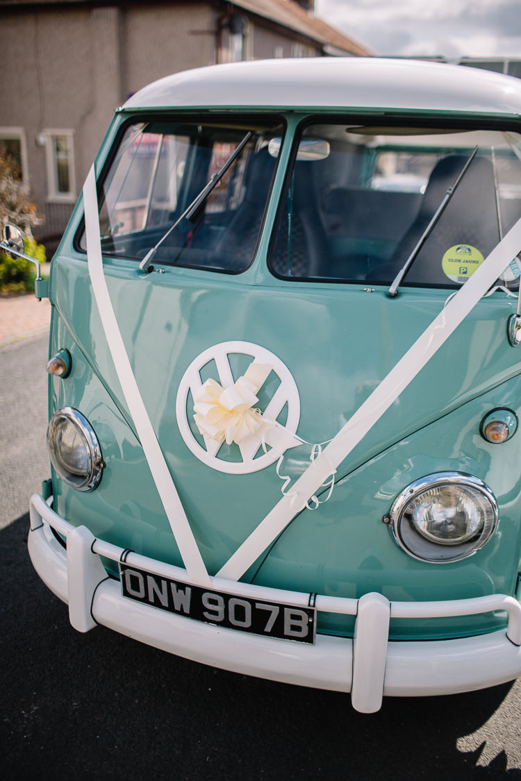 VW Campervan Car Transport Brass Copper Music Filled Barn Wedding East Riddlesden Hall Yorkshire https://www.joestenson.co.uk/