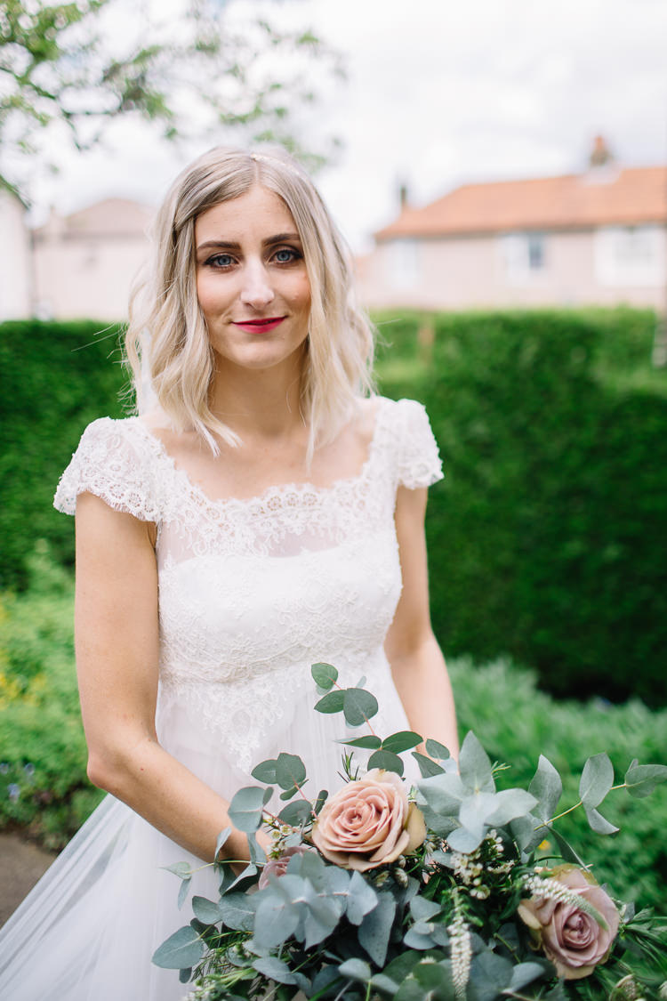Hair Make Up Bride Bridal Beauty Short Style Waves Brass Copper Music Filled Barn Wedding East Riddlesden Hall Yorkshire https://www.joestenson.co.uk/