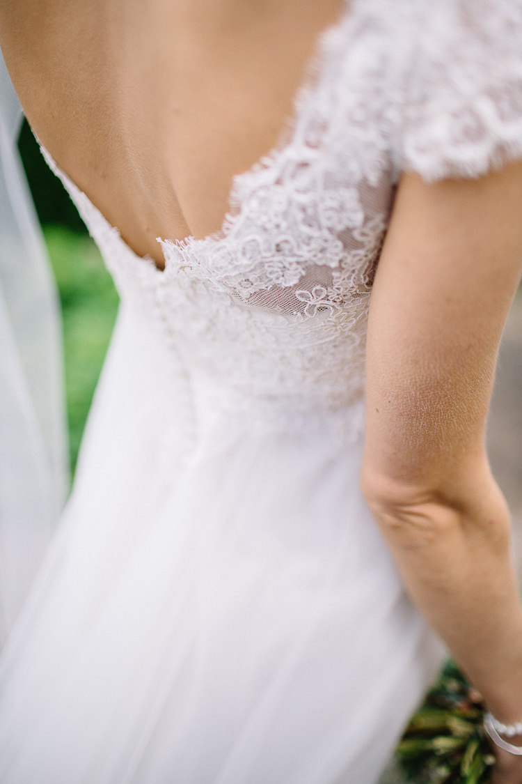 Lace Tulle Dress Gown Sleeves Bride Bridal Raimon Bundo Brass Copper Music Filled Barn Wedding East Riddlesden Hall Yorkshire https://www.joestenson.co.uk/