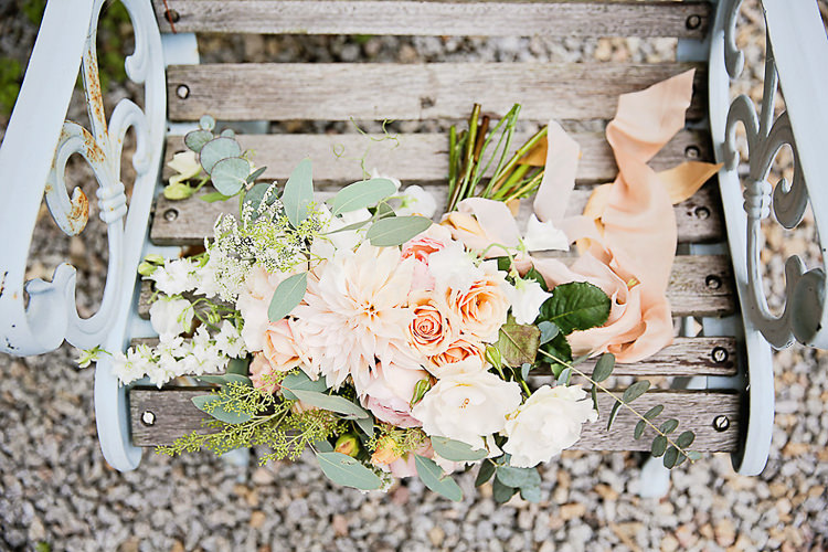 Bride Bridal Peach Rose Eucalyptus Bouquet Pretty Sparkly Lusty Glaze Beach Cornwall Wedding http://victoriamitchellphotography.com/
