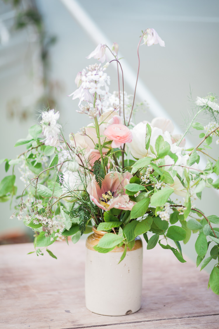 Wild Meadow Flower Arrangement Pot Spring Floral Polytunnel Sunny Wedding Colstoun House Scotland http://solenphotography.co.uk/