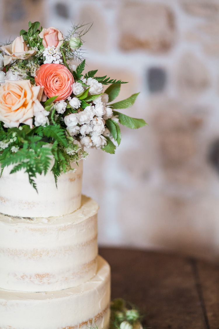 Semi Naked Buttercream Cake Tiered Flowers Greenery Topper Spring Floral Polytunnel Sunny Wedding Colstoun House Scotland http://solenphotography.co.uk/
