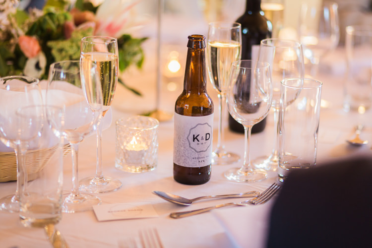 Beer Home Brewed Bespoke Logo Favour Spring Floral Polytunnel Sunny Wedding Colstoun House Scotland http://solenphotography.co.uk/