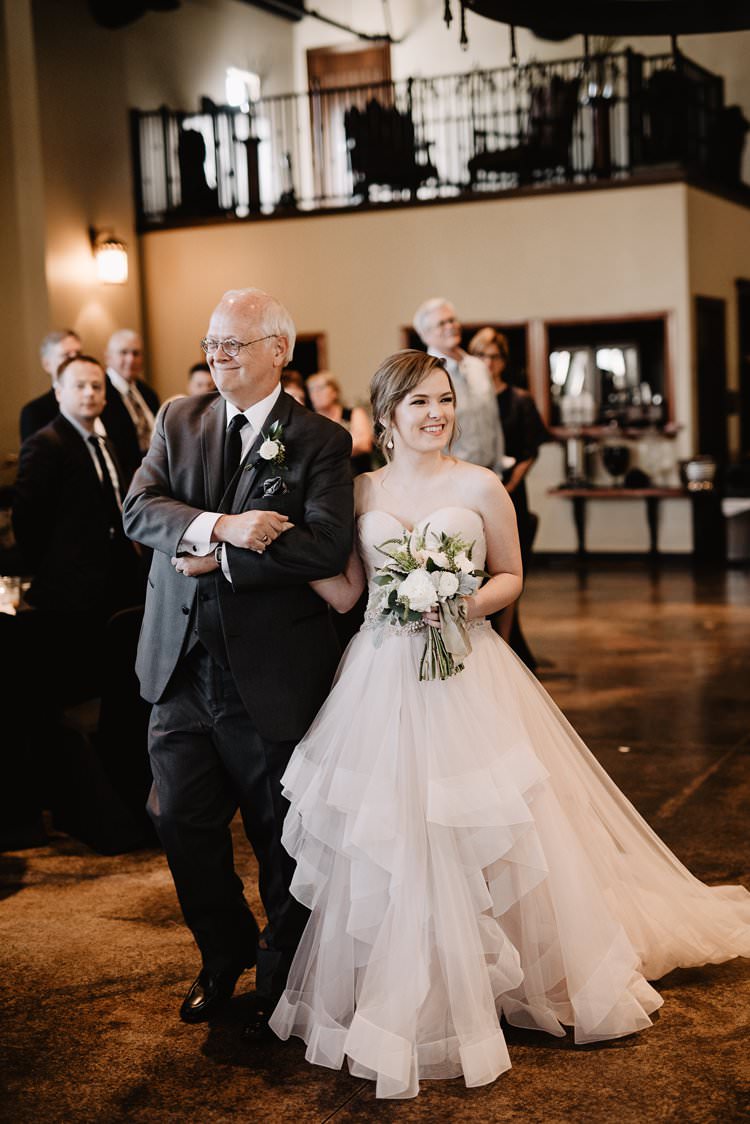 Outdoor Destination Classic Pink Bride Princess Gown Neutral Simple White Greenery Bouquet Romantic Ceremony Aisle Father | Dreamy Blush Emerald Fairytale Wedding Oklahoma http://www.kelcyleighphotography.com/
