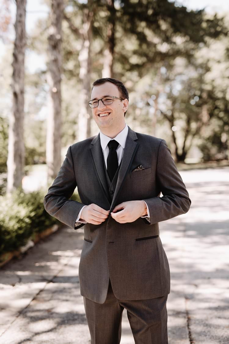 Outdoor Destination Classic Neutral Simple White Black Romantic Groom Suit | Dreamy Blush Emerald Fairytale Wedding Oklahoma http://www.kelcyleighphotography.com/