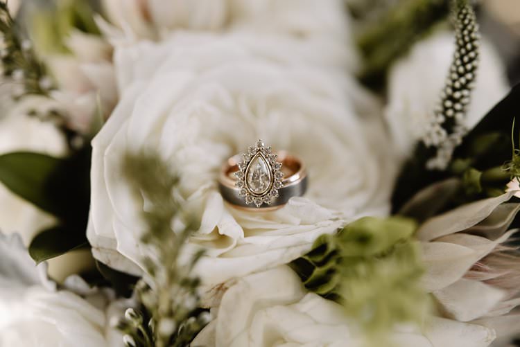 Outdoor Destination Classic Neutral Simple White Greenery Bouquet Vintage Teardrop Ring | Dreamy Blush Emerald Fairytale Wedding Oklahoma http://www.kelcyleighphotography.com/