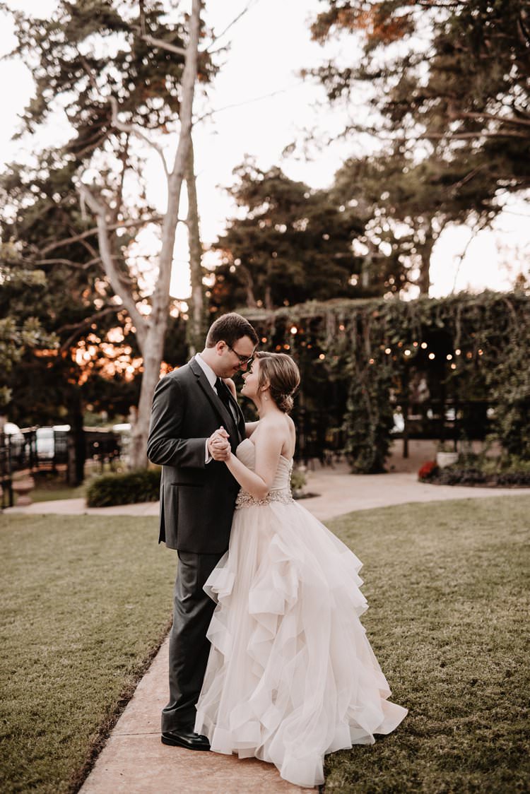 Outdoor Destination Classic Romantic Pink Princess Gown Bride White Bouquet Groom | Dreamy Blush Emerald Fairytale Wedding Oklahoma http://www.kelcyleighphotography.com/