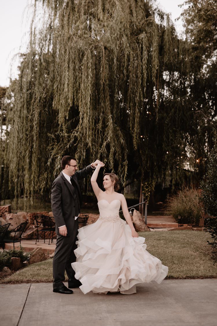Outdoor Destination Classic Romantic Pink Princess Gown Bride Groom | Dreamy Blush Emerald Fairytale Wedding Oklahoma http://www.kelcyleighphotography.com/