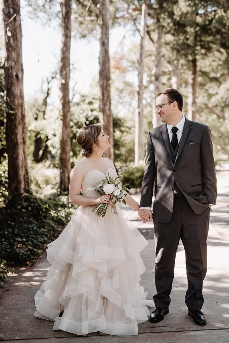 Outdoor Destination Classic Pink Bride Gown Neutral Simple White Greenery Bouquet First Look | Dreamy Blush Emerald Fairytale Wedding Oklahoma http://www.kelcyleighphotography.com/