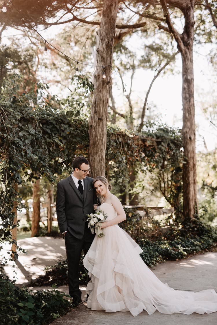 Outdoor Destination Classic Pink Bride Gown Neutral Simple White Greenery Bouquet Festoon Lighting | Dreamy Blush Emerald Fairytale Wedding Oklahoma http://www.kelcyleighphotography.com/