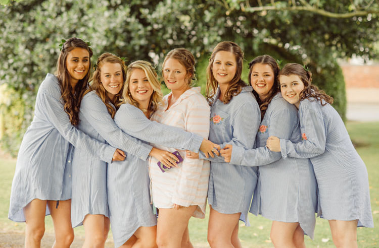 Shirt Pjs Bride Bridesmaid Prep Bridge House Barn Leicestershire Wedding Colourful DIY Festival Tipi https://bpwphotography.com/
