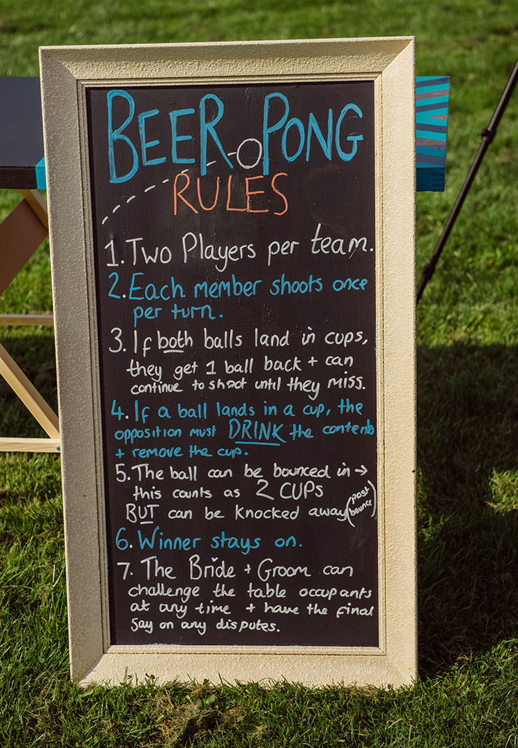 Beer Pong Sign Game Bridge House Barn Leicestershire Wedding Colourful DIY Festival Tipi https://bpwphotography.com/