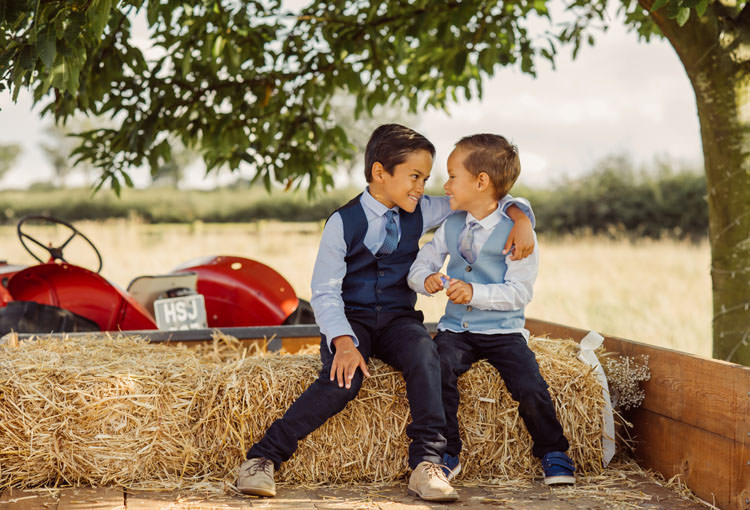 Page Boys Waistcoats Bridge House Barn Leicestershire Wedding Colourful DIY Festival Tipi https://bpwphotography.com/