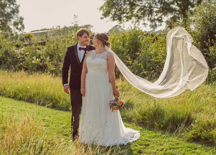 Veil Bride Bridal Bridge House Barn Leicestershire Wedding Colourful DIY Festival Tipi https://bpwphotography.com/