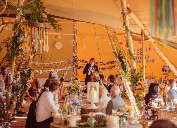 Bridge House Barn Leicestershire Wedding Colourful DIY Festival Tipi https://bpwphotography.com/