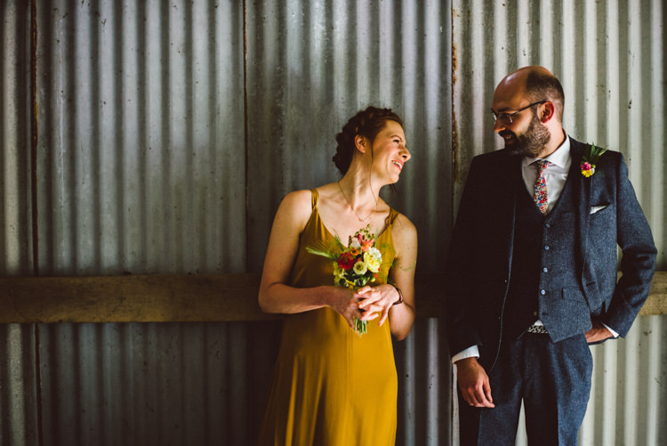 Yellow Bridesmaid Three Piece Tweed Suit Groomsman Wild Flower Meadow Bouquet Woodland Organic Farm Shop Wedding Gloucestershire https://www.edgodden.co.uk/