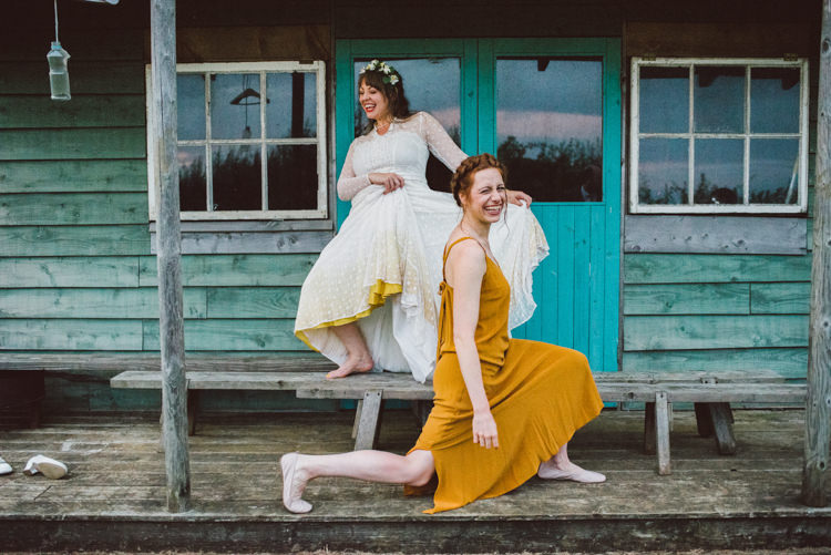 Bride Bridal Lace long Sleeved Dress Gown V Neck Vintage Wild Flower Bouquet Crown Yellow Dip Dye Underskirt Grey Suit Groom Yellow Bridesmaid Halo Braid Plait Woodland Organic Farm Shop Wedding Gloucestershire https://www.edgodden.co.uk/