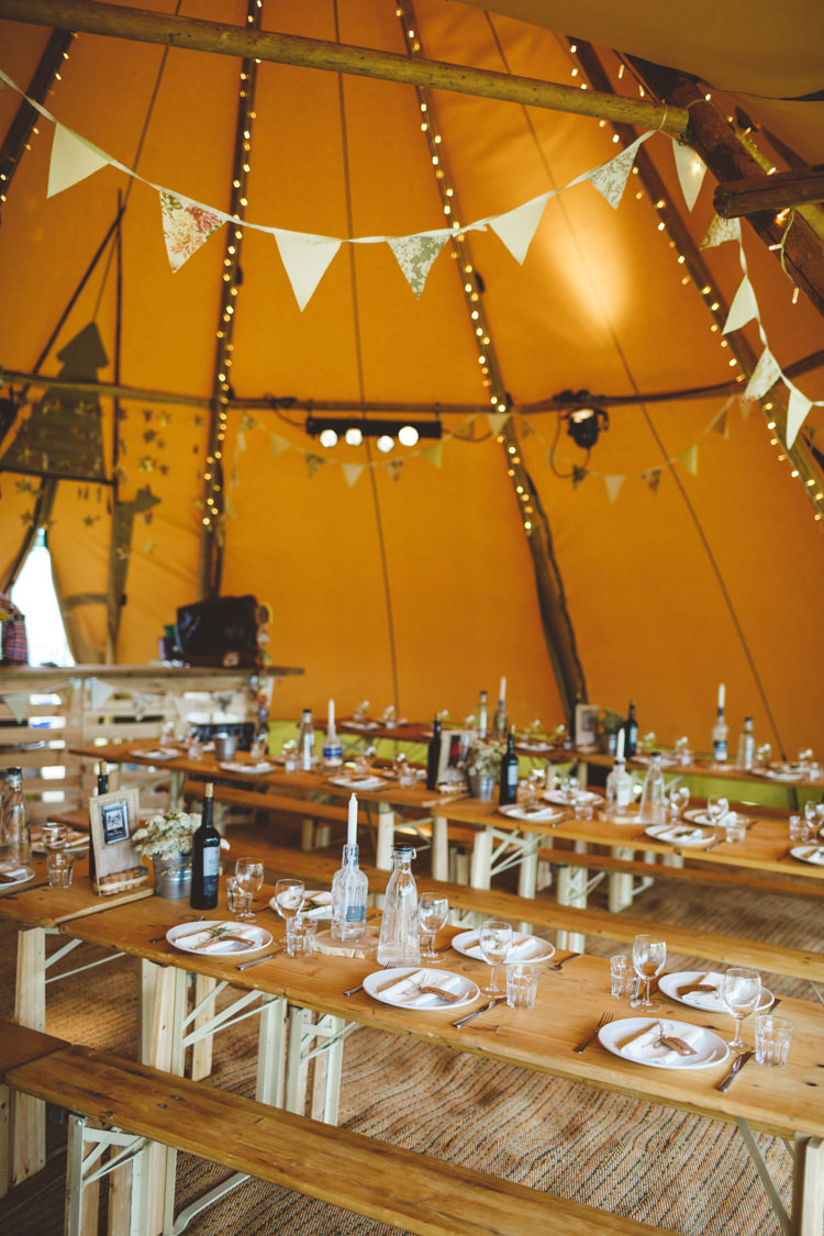 Bunting Fairy Lights Relaxed Country Tipi Yellow Wedding Hampshire https://photography34.co.uk/