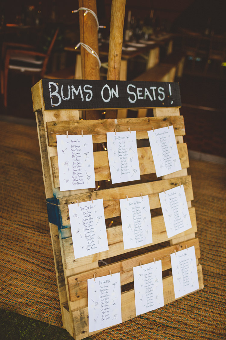 Wooden Pallet Chalk Black Board Seating Plan Table Chart Bums on Seats Relaxed Country Tipi Yellow Wedding Hampshire https://photography34.co.uk/