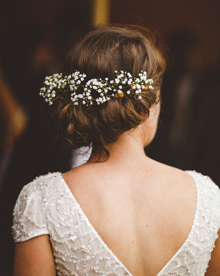 Bride Bridal Hair Up Do Flowers Gypsophila Twist Relaxed Country Tipi Yellow Wedding Hampshire https://photography34.co.uk/