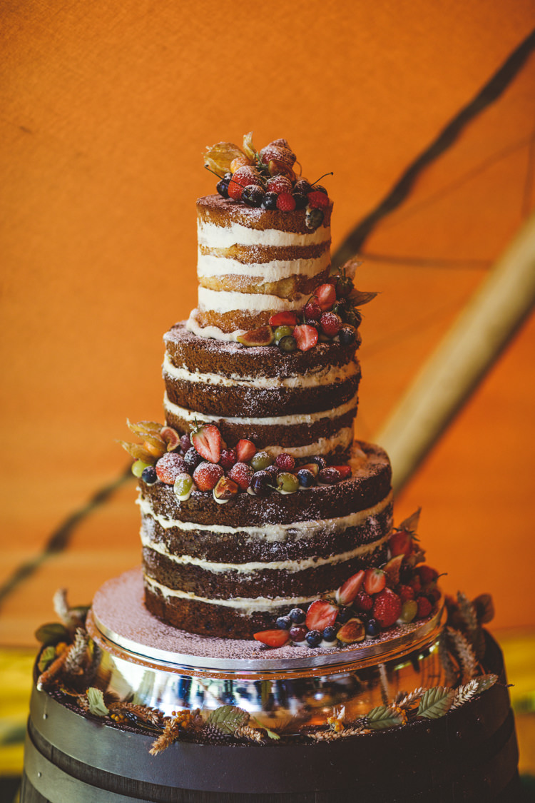Naked Cake Sponge Tall Tiers Fruit Buttercream Relaxed Country Tipi Yellow Wedding Hampshire https://photography34.co.uk/