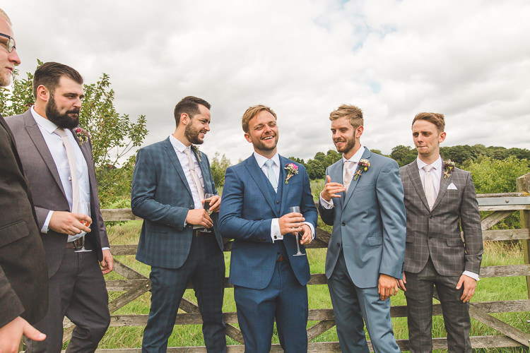 Groom Groomsman Suit Three Piece Waistcoat Mismatched Colourful Outdoor Tipi Farm Wedding https://kirstymackenziephotography.co.uk/