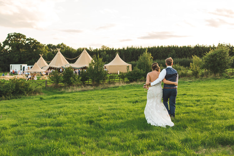 Bride Bridal Sottero & Midgeley Dress Gown Lace Shoulder Detail Richard James Suit Three Piece Waistcoat Blue Groom Colourful Outdoor Tipi Farm Wedding https://kirstymackenziephotography.co.uk/