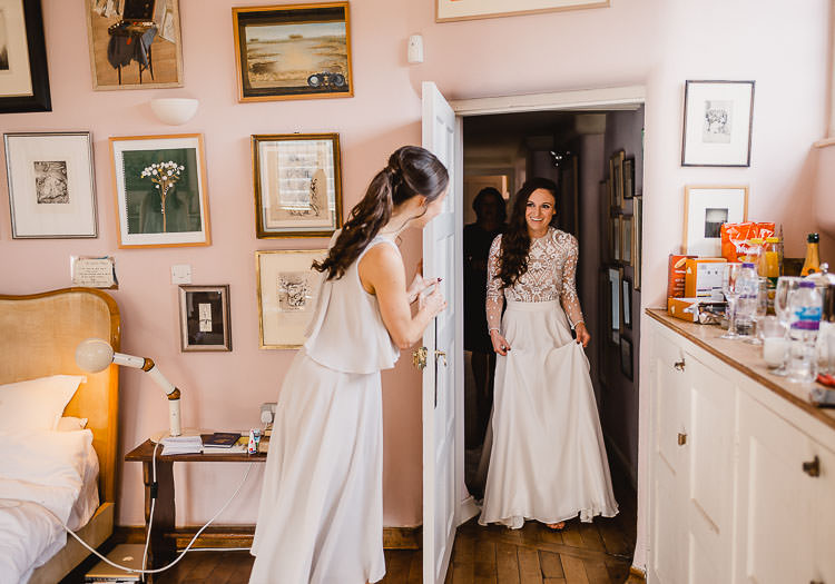 Emma Beaumont Atelier Dress Gown Bride Bridal Lace Embroidered Sleeves Raucous Artistic Wintry Wedding Voewood Norfolk https://www.luisholden.com/