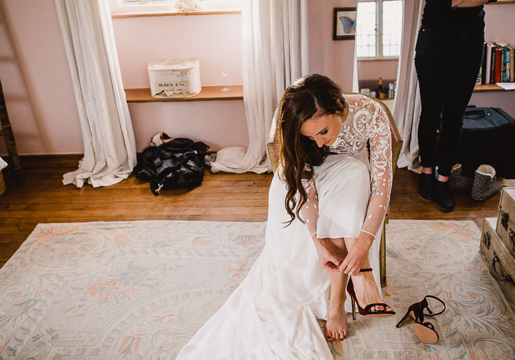 Red Velvet Shoes Bride Bridal Raucous Artistic Wintry Wedding Voewood Norfolk https://www.luisholden.com/